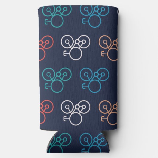 Meerkleurig fietspatroon seltzer blikjeskoeler (Achterkant)