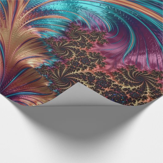 Meerkleurig, fractaal doezelig, glanzend opvulpapi cadeaupapier (Hoek)