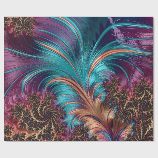 Meerkleurig, fractaal doezelig, glanzend opvulpapi cadeaupapier (Vlak)