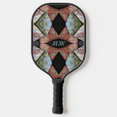 Meerkleurig geborduurd patchwork met Initialen Pickleball Paddle (Achterkant)