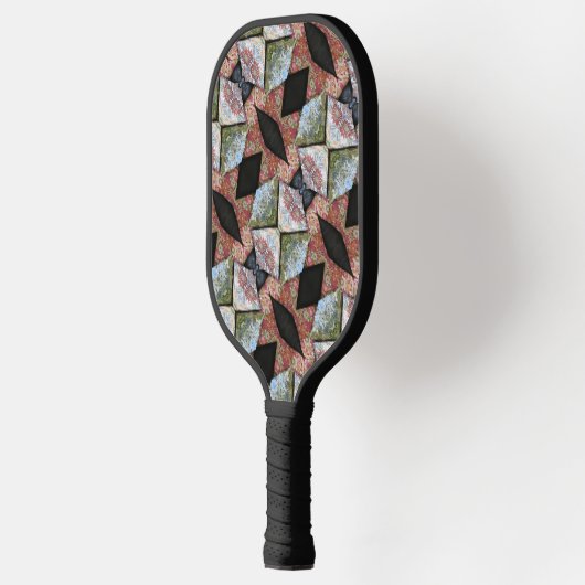 Meerkleurig geborduurd patchwork met Initialen Pickleball Paddle (Links)