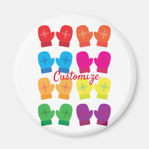 Meerkleurig gebreid Mittens Thunder_Cove Magneet