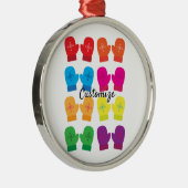 Meerkleurig gebreid Mittens Thunder_Cove Metalen Ornament (Rechts)