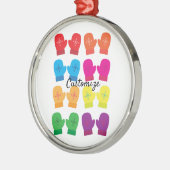 Meerkleurig gebreid Mittens Thunder_Cove Metalen Ornament (Links)