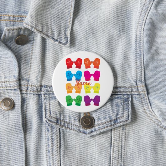 Meerkleurig gebreid Mittens Thunder_Cove Ronde Button 7,6 Cm (In situ)