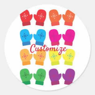 Meerkleurig gebreid Mittens Thunder_Cove Ronde Sticker