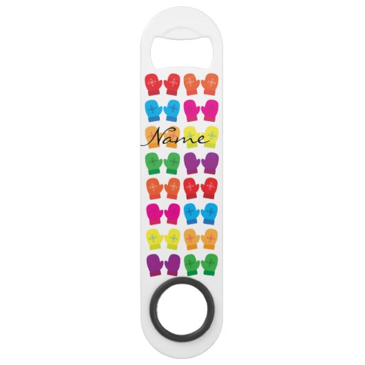 Meerkleurig gebreid Mittens Thunder_Cove Speed Flessenopener (Voorkant)