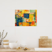 Meerkleurig geel Abstract acrylverf Poster (Keuken)