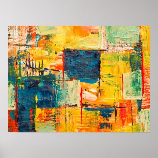 Meerkleurig geel Abstract acrylverf Poster (Voorkant)