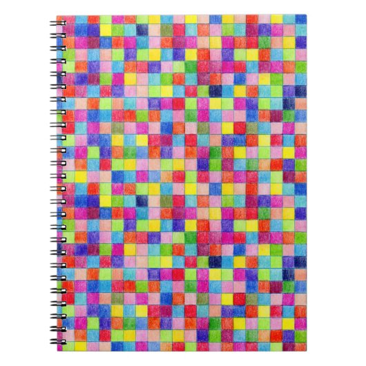 Meerkleurig gekleurd in grafiek papier vierkantjes notitieboek (Voorkant)