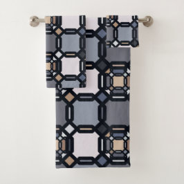 Meerkleurig geometrisch ornament in gedempte schop bad handdoek