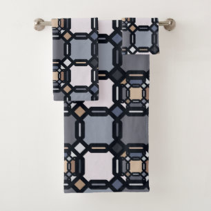 Meerkleurig geometrisch ornament in gedempte schop bad handdoek
