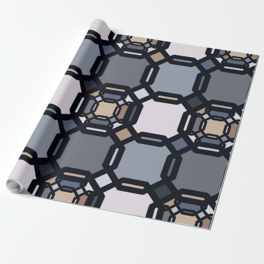 Meerkleurig geometrisch ornament in gedempte schop cadeaupapier (Uitgerold)