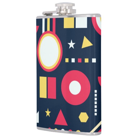 Meerkleurig geometrisch vormenpatroon heupfles (Links)