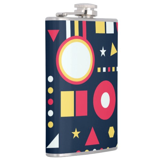 Meerkleurig geometrisch vormenpatroon heupfles (Rechts)