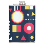 Meerkleurig geometrisch vormenpatroon heupfles (Voorkant)