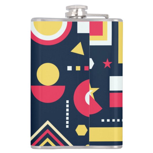 Meerkleurig geometrisch vormenpatroon heupfles (Achterkant)