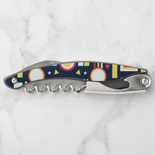 Meerkleurig geometrisch vormenpatroon kurkentrekker (Achterkant)