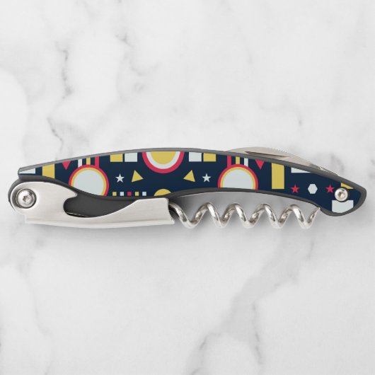 Meerkleurig geometrisch vormenpatroon kurkentrekker (Voorkant)