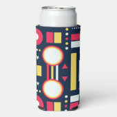 Meerkleurig geometrisch vormenpatroon seltzer blikjeskoeler (Seltzer Achterkant)