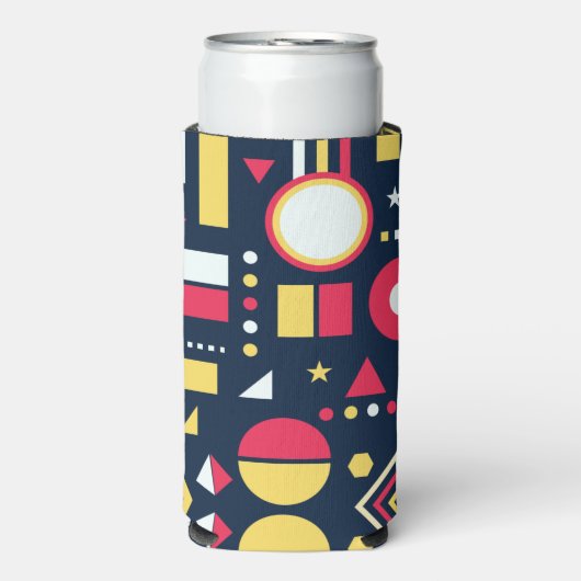 Meerkleurig geometrisch vormenpatroon seltzer blikjeskoeler (Seltzer Voorkant)