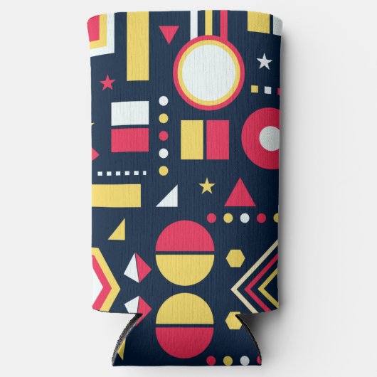 Meerkleurig geometrisch vormenpatroon seltzer blikjeskoeler (Voorkant)