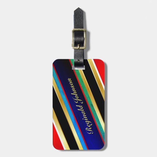 Meerkleurig gestreept (2 zijkanten) bagagelabel (Voorkant verticaal)