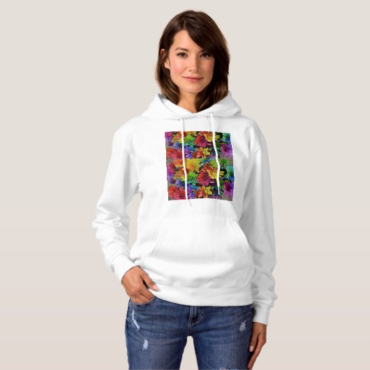 Meerkleurig, gestreken overhemd met Floral (wit) Hoodie (Voorkant volledig)