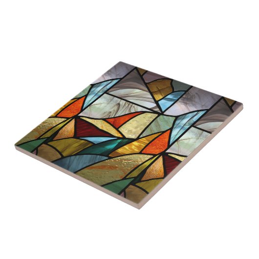Meerkleurig glas Abstract Tegeltje (Zijkant)