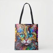 Meerkleurig Glas in lood Cat 710 Tote Bag (Voorkant)
