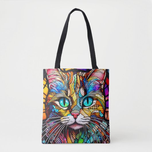 Meerkleurig Glas in lood Cat 710 Tote Bag (Voorkant)