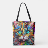 Meerkleurig Glas in lood Cat 710 Tote Bag (Achterkant)