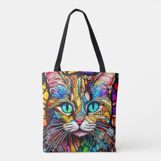 Meerkleurig Glas in lood Cat 710 Tote Bag (Achterkant)