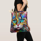 Meerkleurig Glas in lood Cat 710 Tote Bag (Dichtbij)