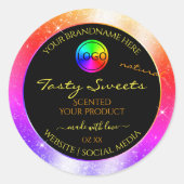 Meerkleurig Glitter Lijst Productlabel met Logo Ronde Sticker (Voorkant)