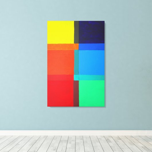 Meerkleurig Goeometrisch Raster Moderne Abstracte Canvas Afdruk (Insitu (Houten vloer))