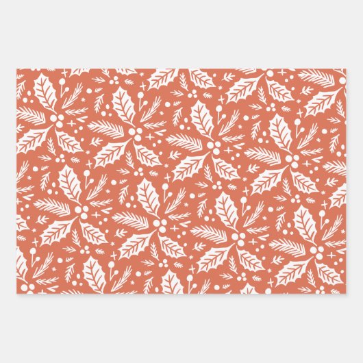 Meerkleurig handschrift Holly Berry Pattern Inpakpapier Vel (Voorkant 2)
