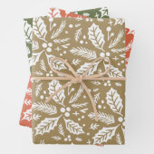 Meerkleurig handschrift Holly Berry Pattern Inpakpapier Vel (In situ)