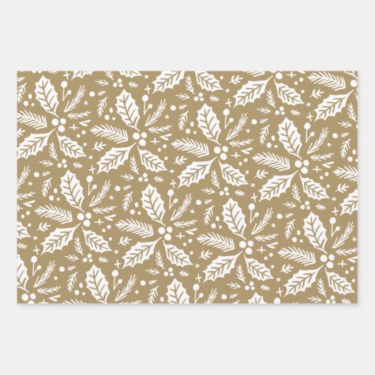 Meerkleurig handschrift Holly Berry Pattern Inpakpapier Vel (Voorkant)