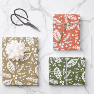 Meerkleurig handschrift Holly Berry Pattern Inpakpapier Vel