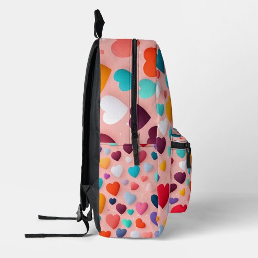 Meerkleurig hartpatroon bedrukte rugzak (Links)