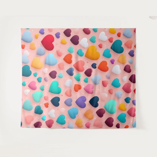 Meerkleurig hartpatroon wandkleed (Voorkant (horizontaal))