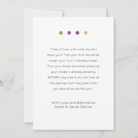 Meerkleurig Judaica Hebreeuws, zonder flesjes Feestdagenkaart (Achterkant)