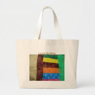 Meerkleurig kantelblok, ik hou van kantelen grote tote bag