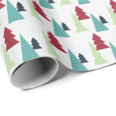 Meerkleurig kerstboompatroon cadeaupapier (Rol Hoek)