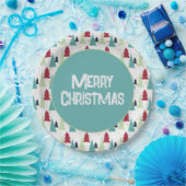 Meerkleurig kerstboompatroon papieren bordje (Feest)