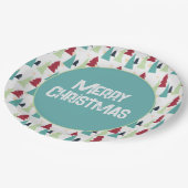 Meerkleurig kerstboompatroon papieren bordje (Gekanteld)