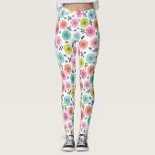 meerkleurig leuk bloemmotief leggings (Voorkant)