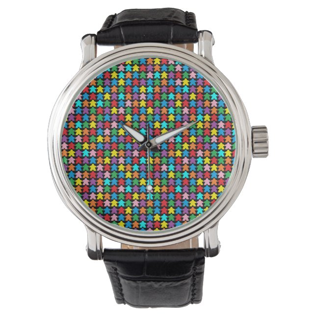 Meerkleurig Meeples horloge (Voorkant)