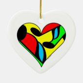 Meerkleurig Muzieknotitie Hartpatroon Keramisch Ornament (Achterkant)